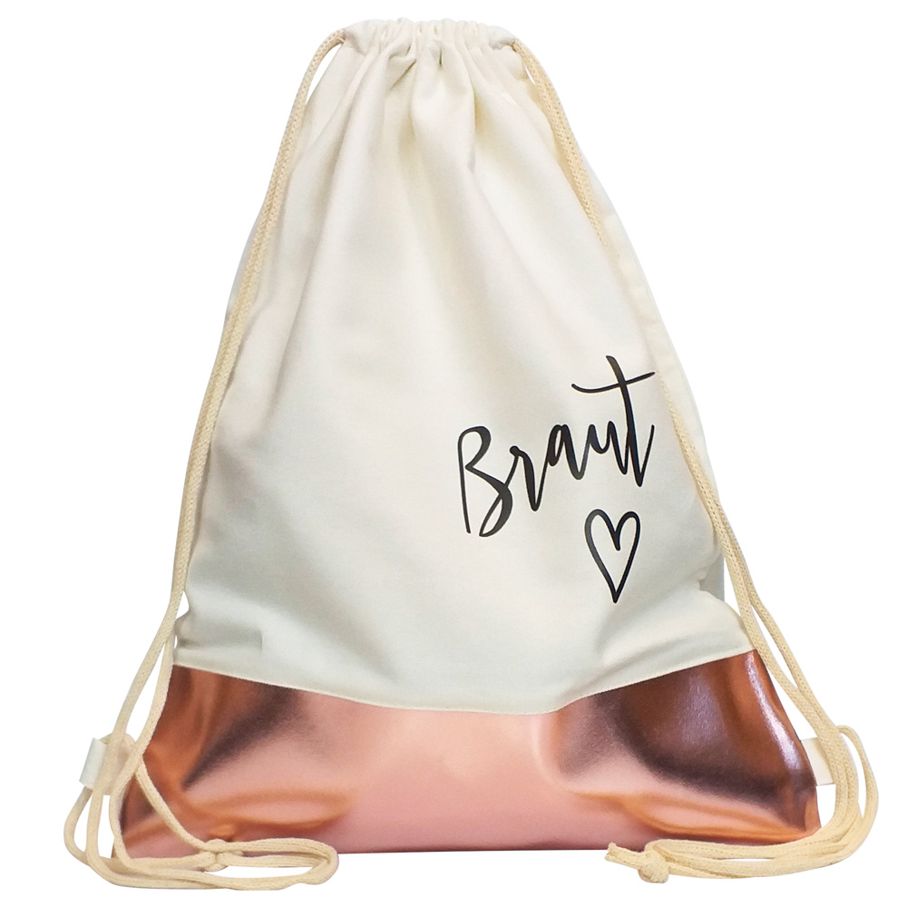 JGA Rucksack Braut - Plain Hearts - Weiß-Rosegold