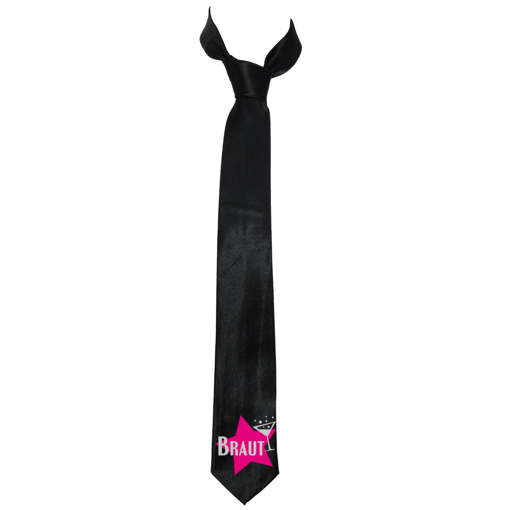 Schwarze Braut-Krawatte mit Stern-Motiv für den JGA