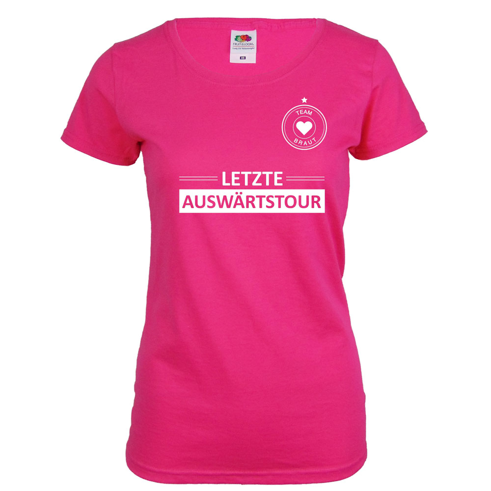 Damen JGA-Shirt mit Letzte Auswärtstour-Motiv - Pink