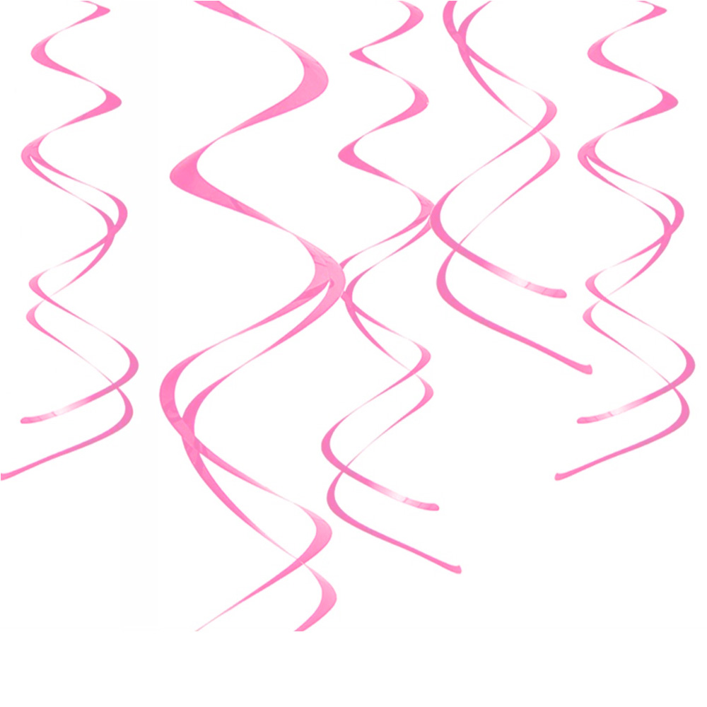 Pinkfarbene Deckenspiralen als Raumdeko für die Bridal Shower