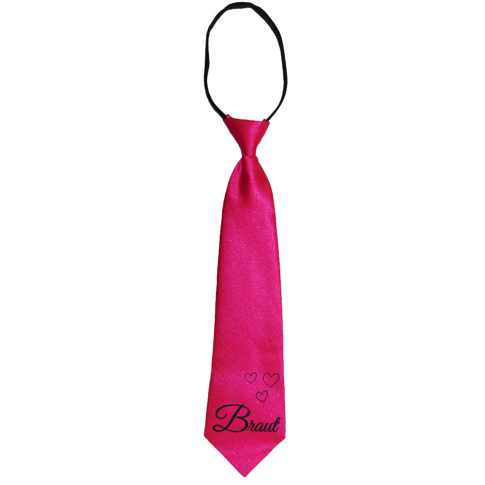 Pinkfarbene Glitzer-Krawatte mit Braut-Motiv