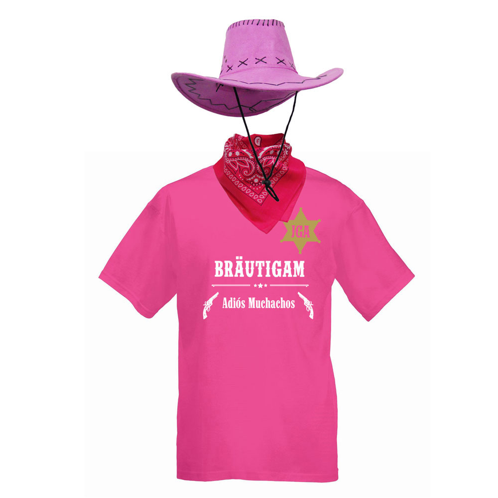 Pinkfarbenes Bräutigam-Cowboy-Kostüm für den Junggesellenabschied