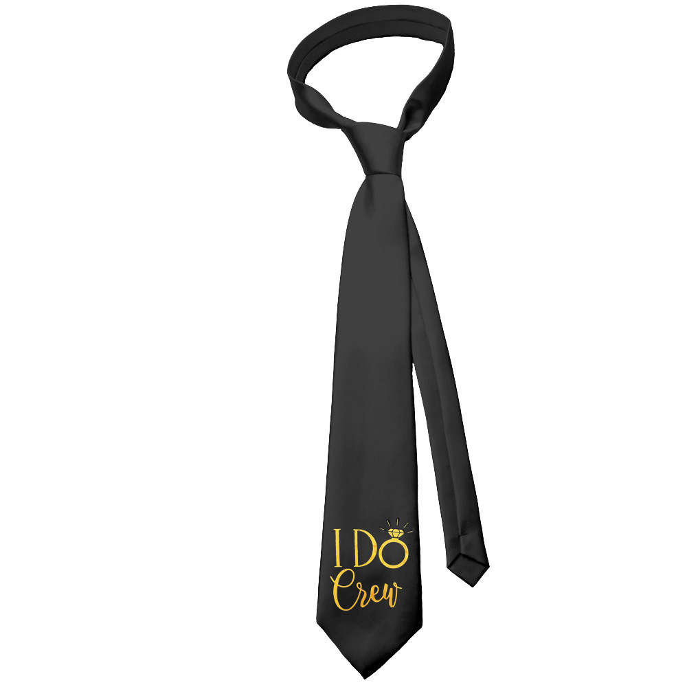 Schwarze JGA-Krawatte mit goldfarbenem I Do Crew-Aufdruck