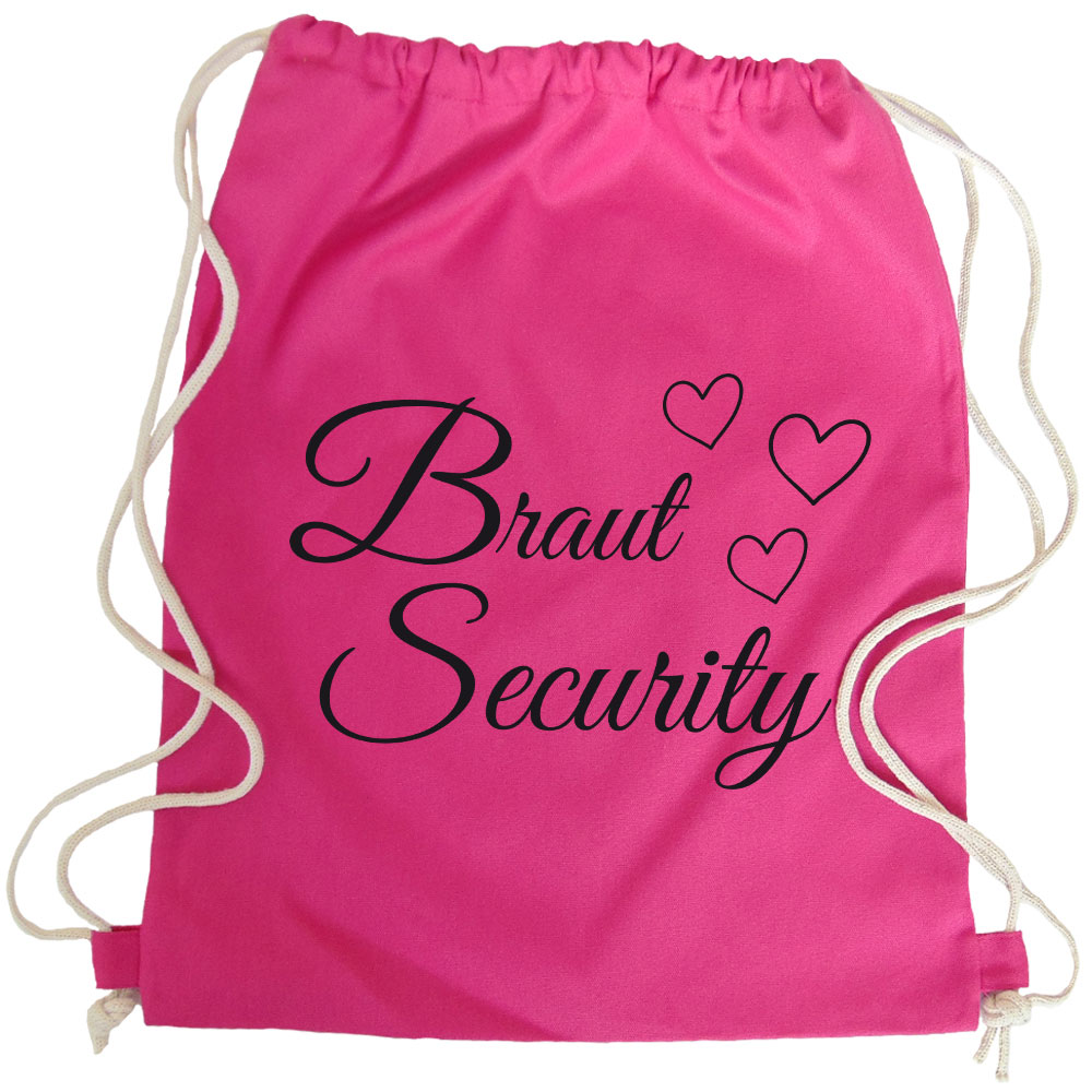 Pinkfarbener Braut Security Rucksack fuer den JGA