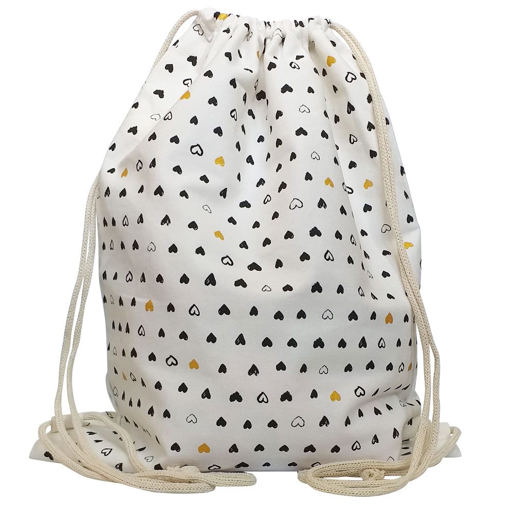 Turnbeutel-Rucksack mit Herz-Print - Weiss - B-Ware