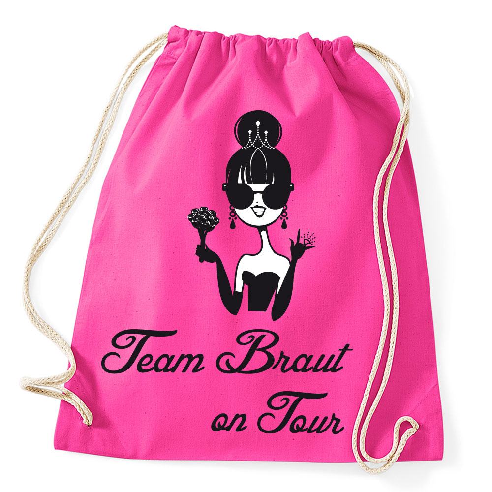 Pinkfarbener Team Braut on Tour Rucksack für den JGA