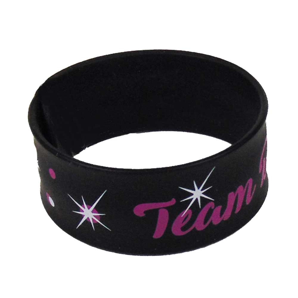 JGA Schnapparmband Team Braut - Schwarz mit Sparks-Motiv