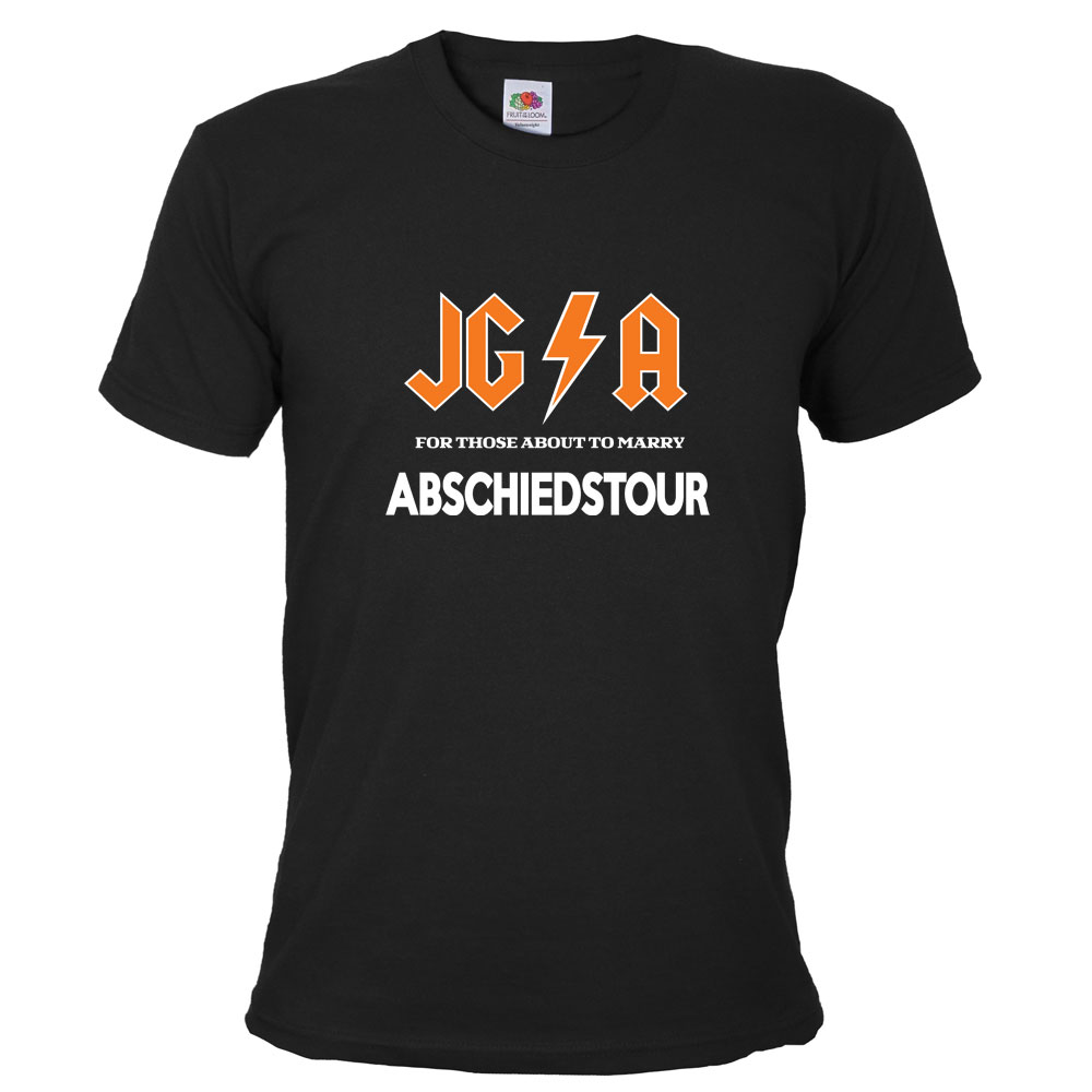 Schwarzes Männer JGA-Shirt mit Hard Rock Abschiedstour-Motiv