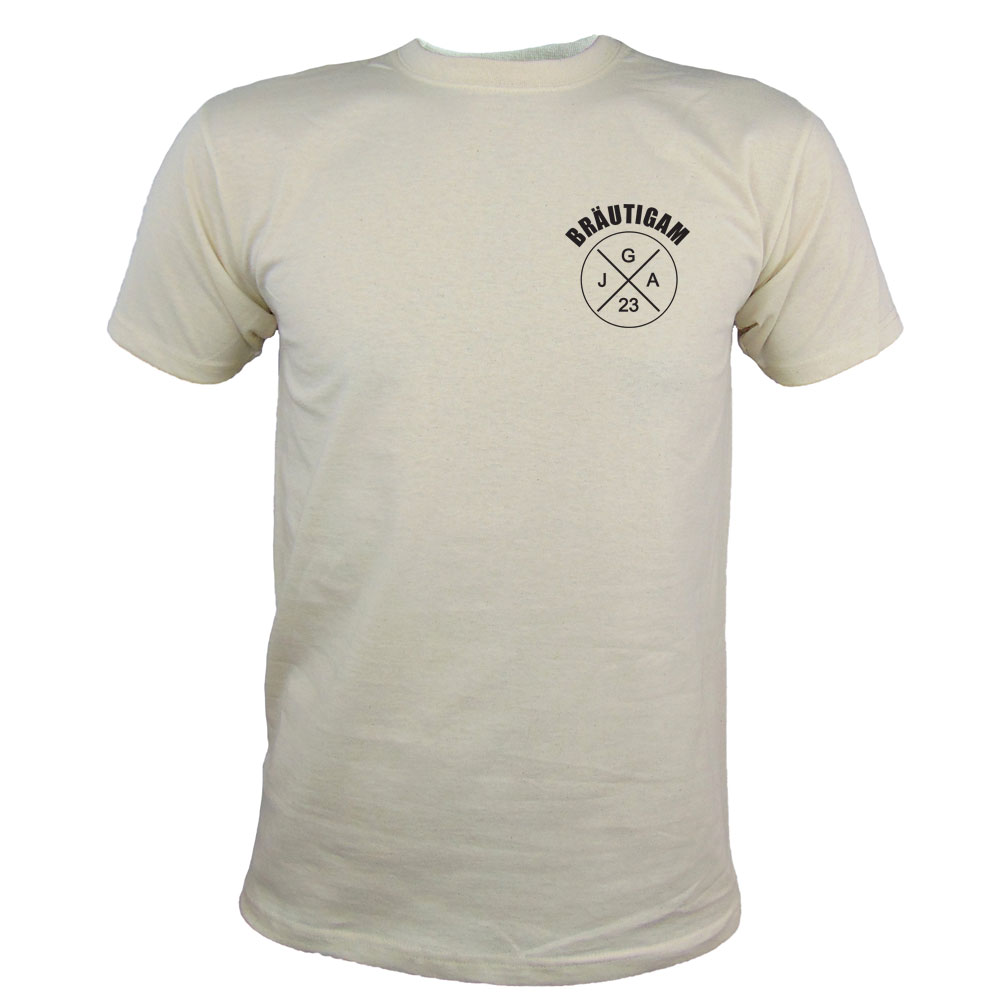 Naturfarbenes Bräutigam JGA-Shirt mit Brustlogo - Jahreszahl 2023