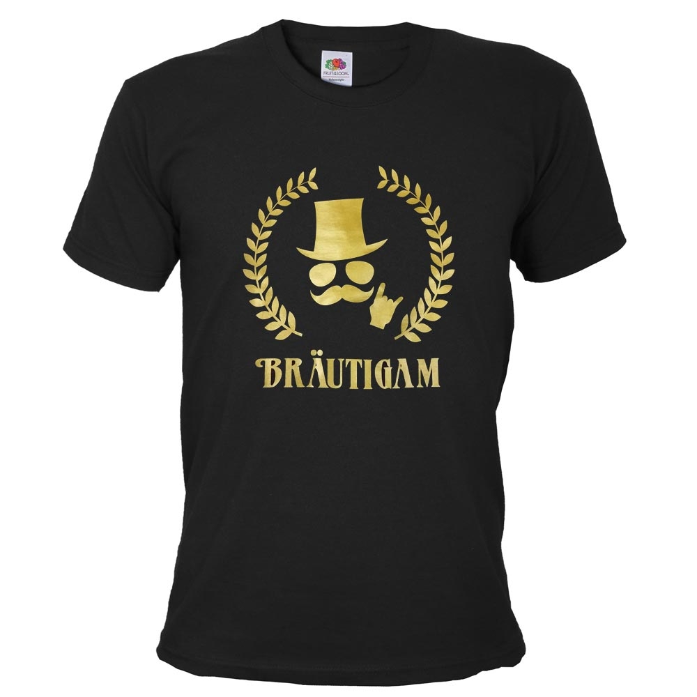 Schwarzes Bräutigam JGA T-Shirt mit Gold-Aufdruck