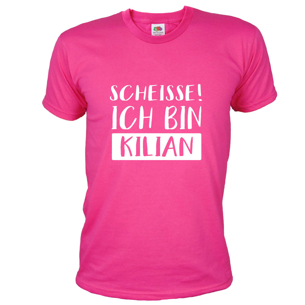 Pinkes Bräutigam JGA-Shirt mit Spruch: Scheisse ich bin Name