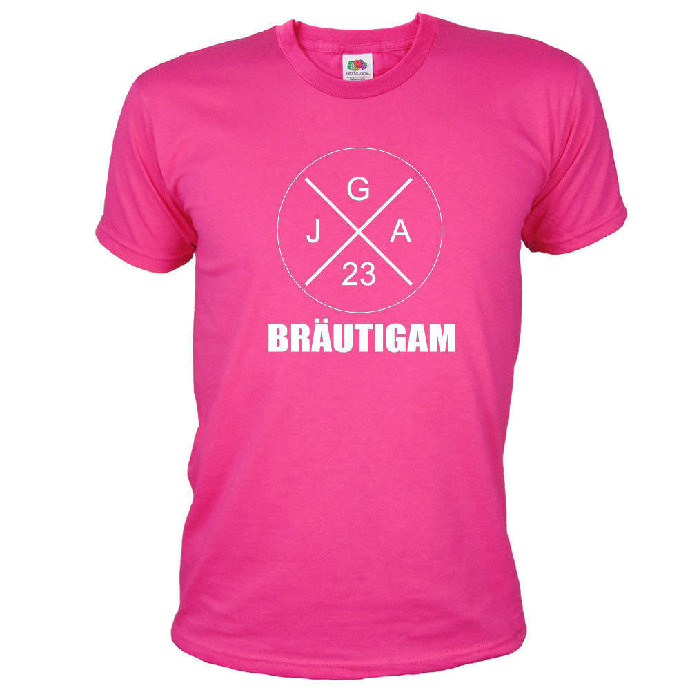 Pinkfarbenes Bräutigam JGA-Shirt mit Jahreszahl 2023