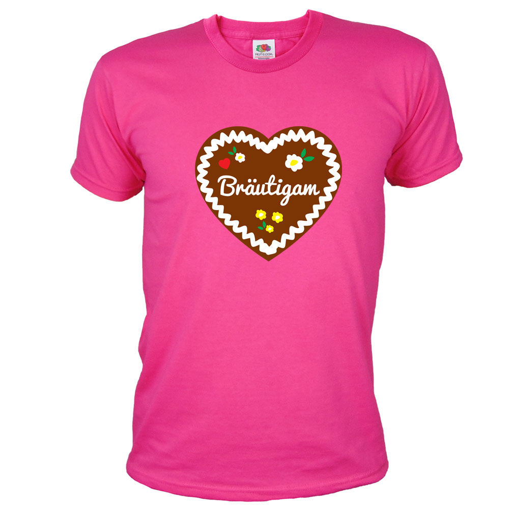 T-Shirt "Bräutigam" - Lebkuchenherz - Pink