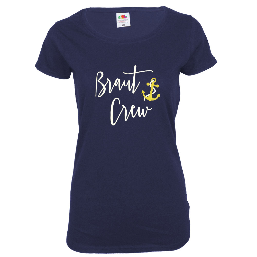 Maritimes Braut Crew-JGA-Shirt mit Anker-Motiv - Marine-Blau