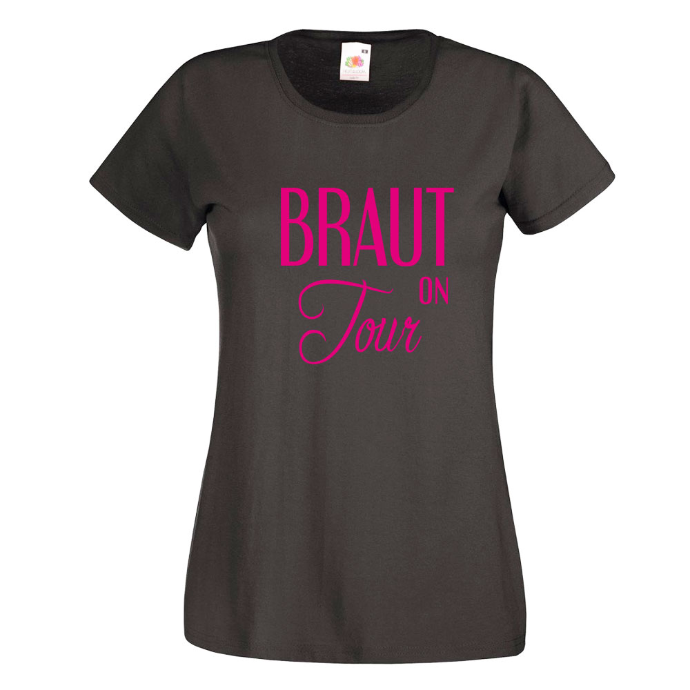 Graues Damen-Shirt mit Braut on Tour-Aufdruck