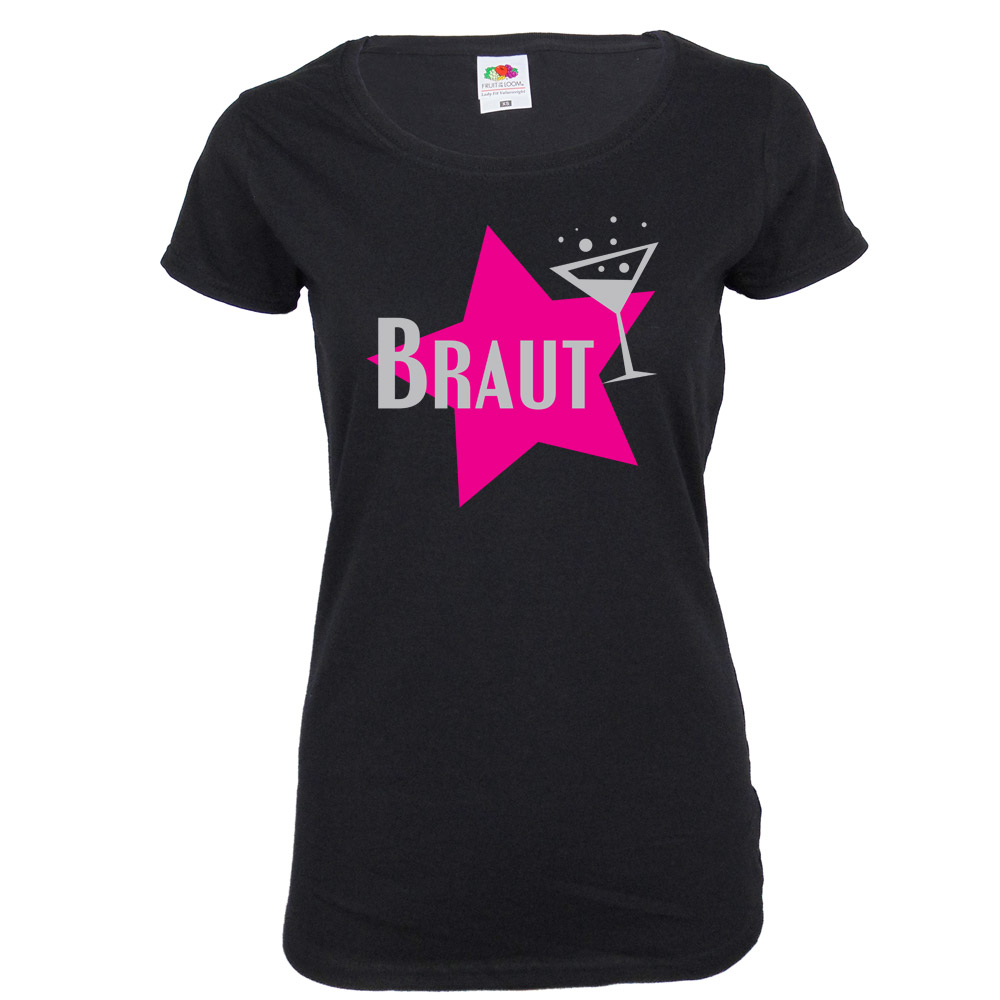 T-Shirt "Braut" - Star - Schwarz