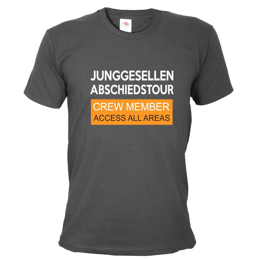 Herren JGA-Shirt mit Aufdruck: Crew Member - Access All Areas - Grau