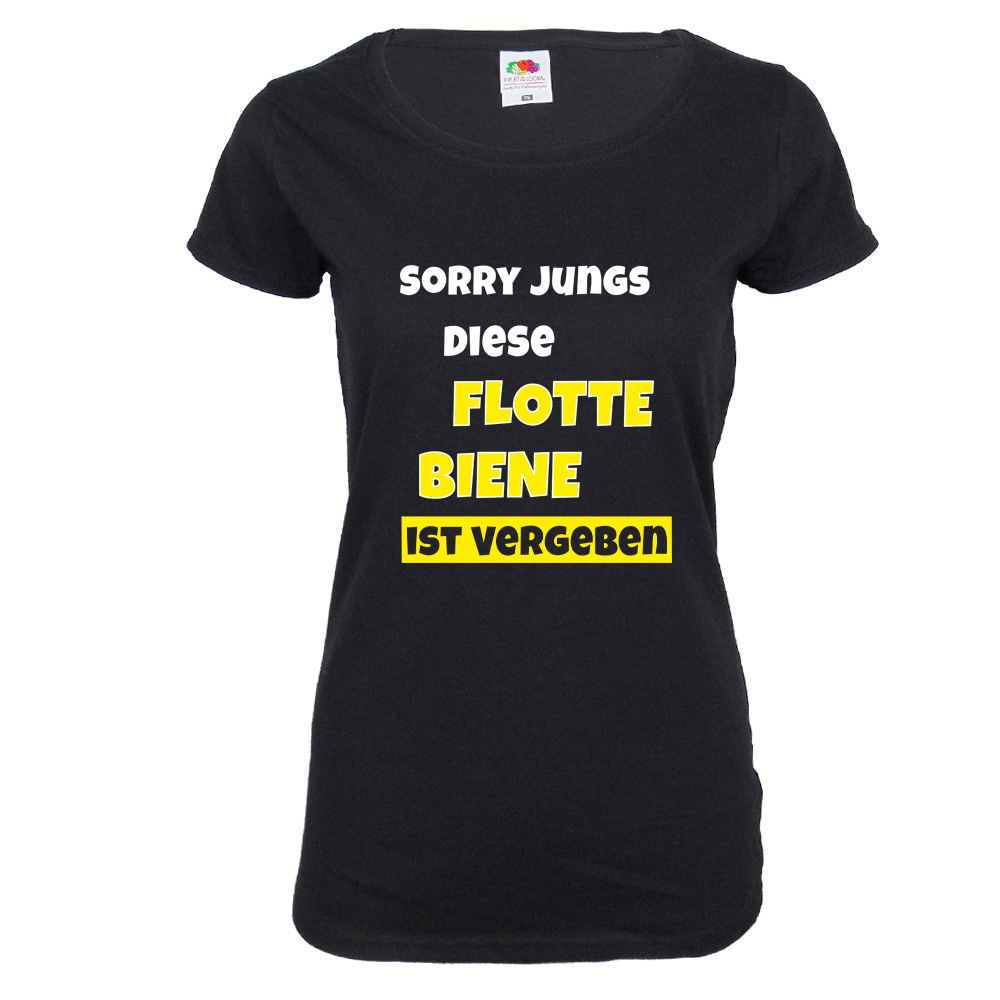 Schwarzes Damen-Shirt mit Flotte Biene-Motiv