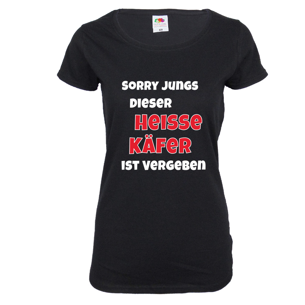 Schwarzes Damen-Shirt mit Heisser Käfer-Motiv
