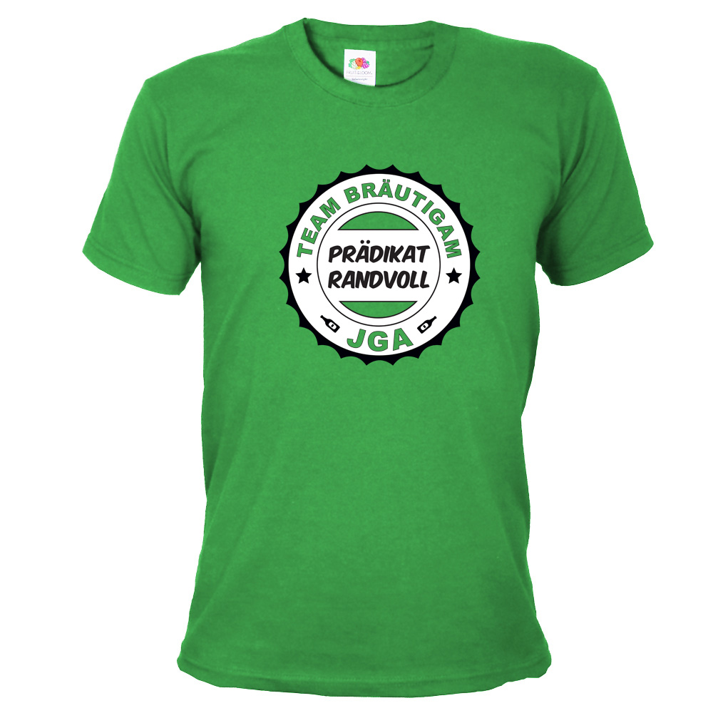 Grünes Herren JGA-Shirt mit Prädikat Randvoll-Aufdruck