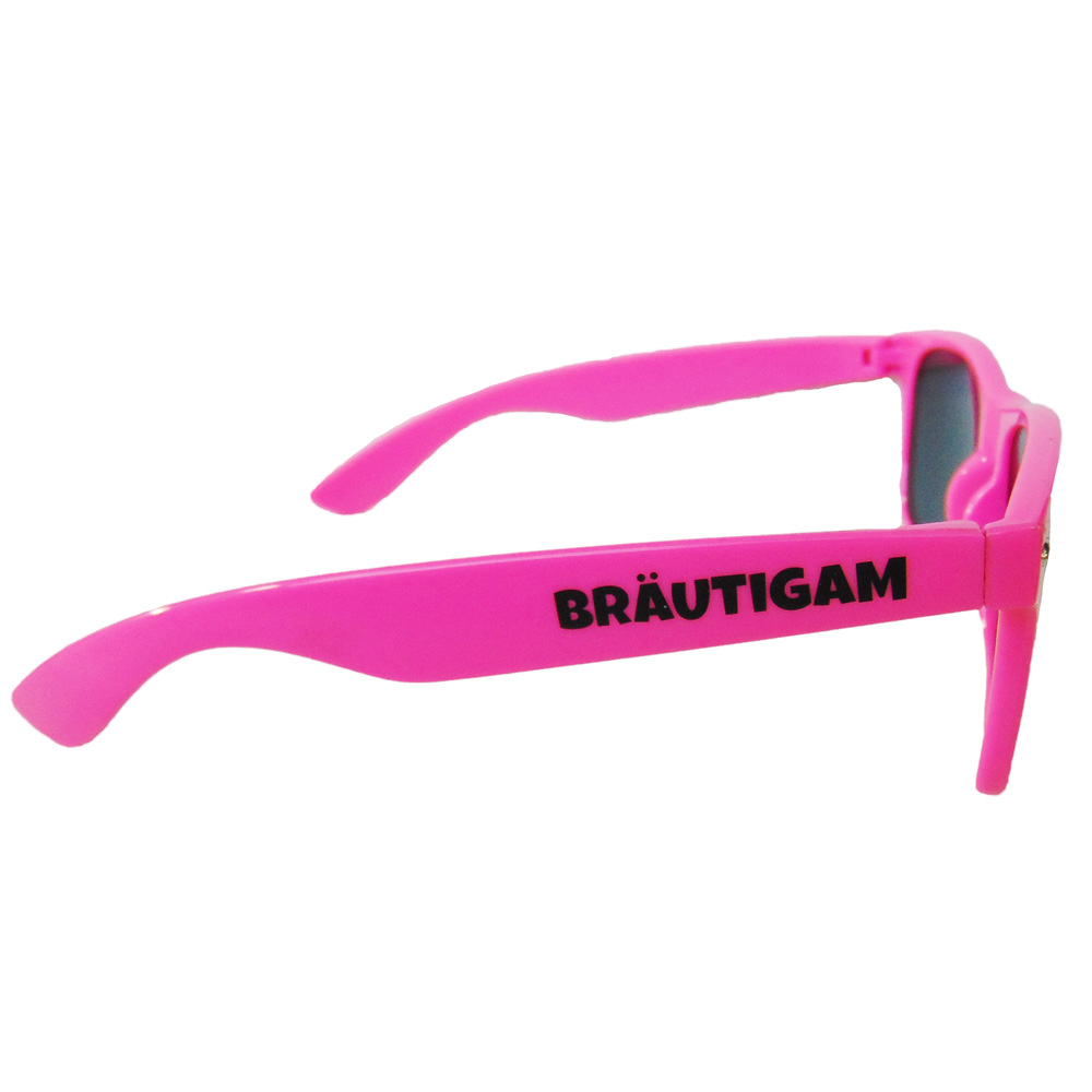 Pinkfarbene Fun-Sonnenbrille mit Bräutigam-Aufschrift