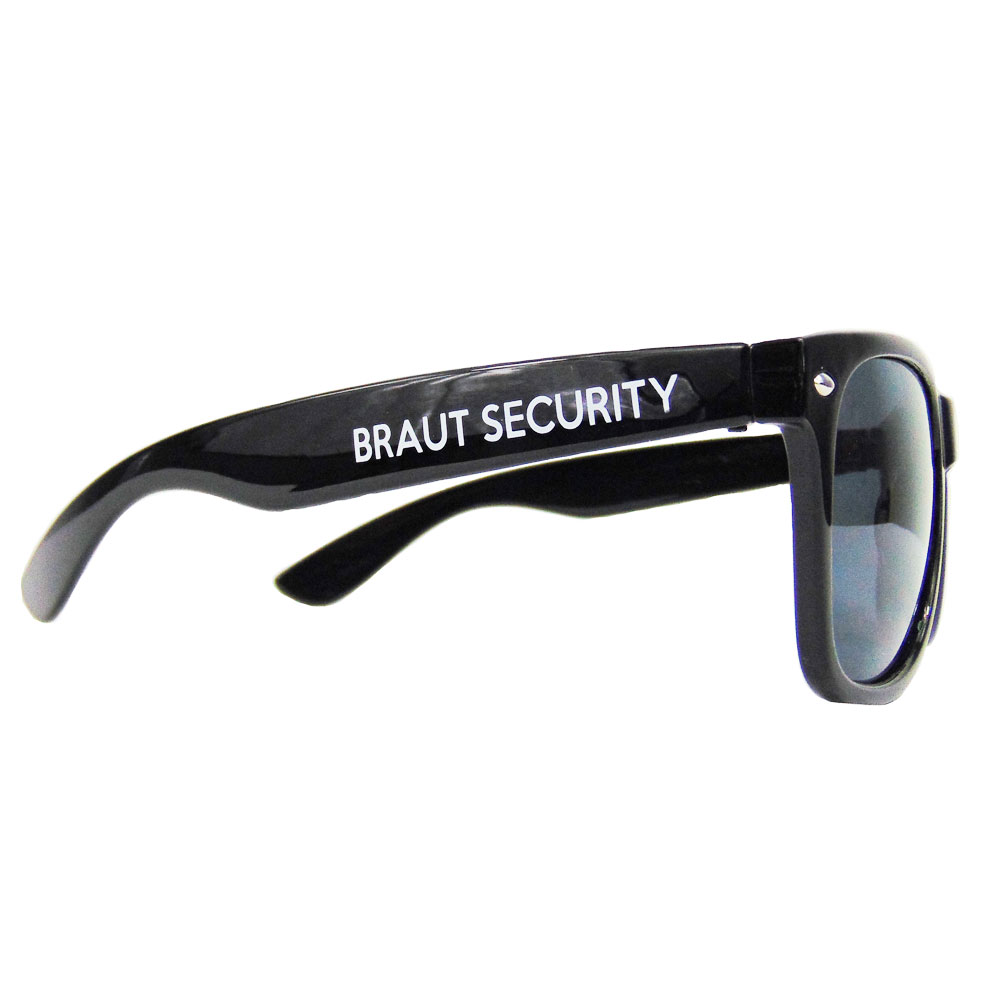 Junggesellenabschied-Sonnenbrille mit Braut Security-Motiv