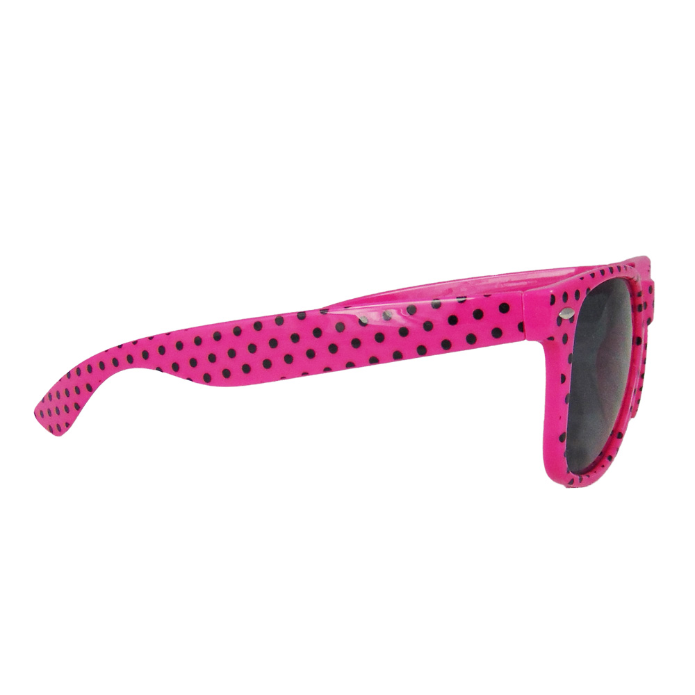 Pinkfarbene Fun-Sonnenbrille mit schwarzen Punkten
