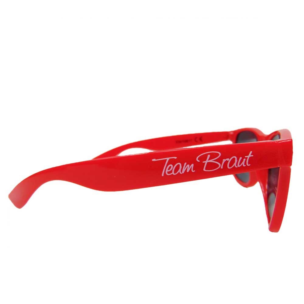 Rote JGA Sonnenbrille mit Team Braut-Aufdruck