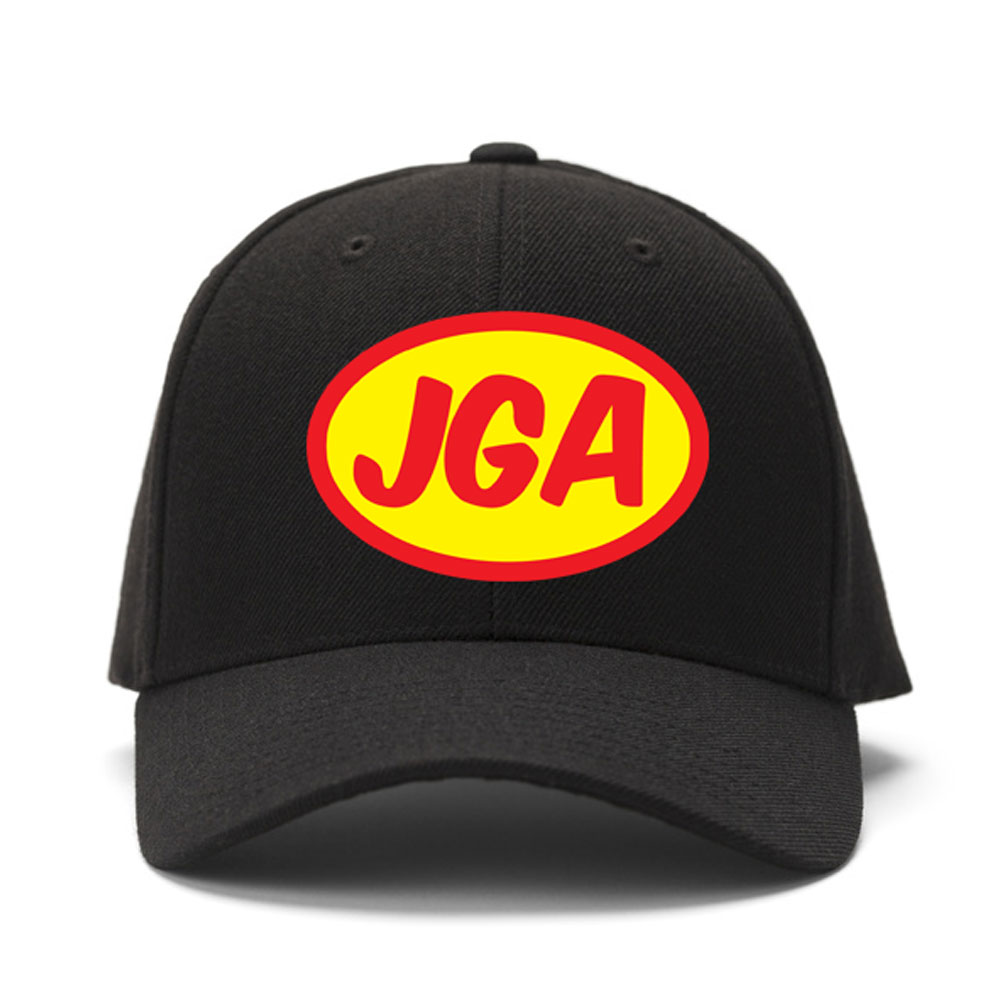 Schwarze Superhero Cap mit gelbem JGA-Logo