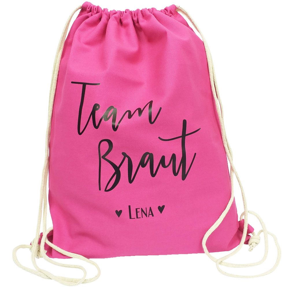 Mit Namen personalisierter Team Braut JGA-Beutel in Pink