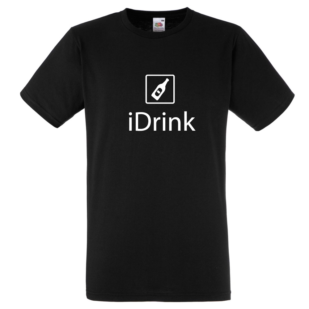 Schwarzes Junggesellenabschied-T-Shirt mit I DRINK Motiv für Männer