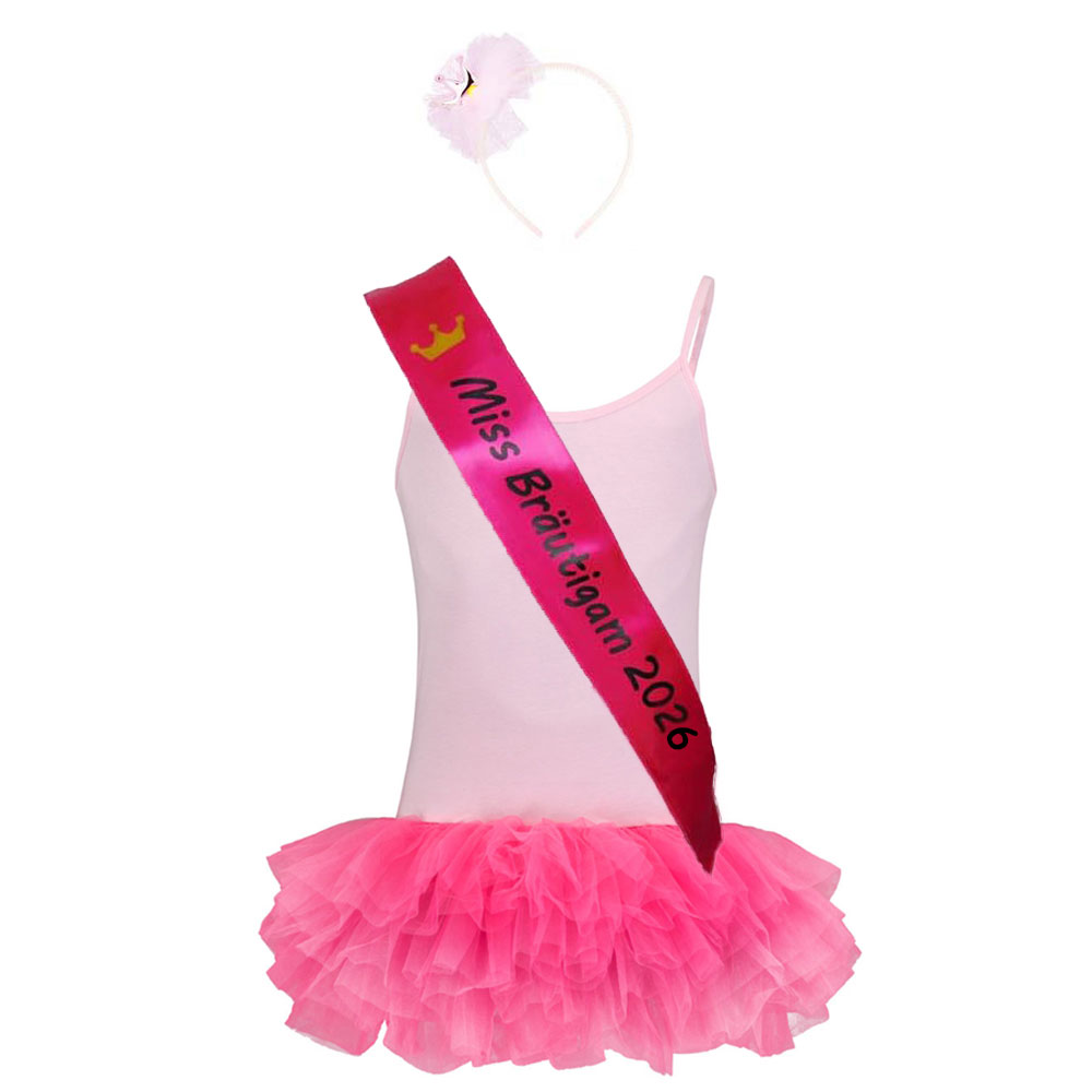 Männer JGA-Kostüm Miss Bräutigam 2026 in Rosa-Pink