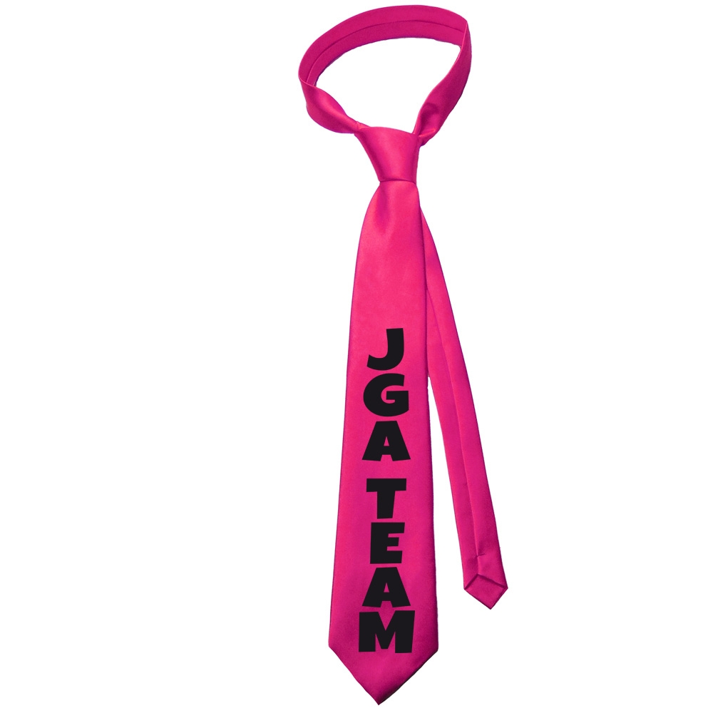 Pinkfarbene Fun-Krawatte mit JGA Team-Aufdruck