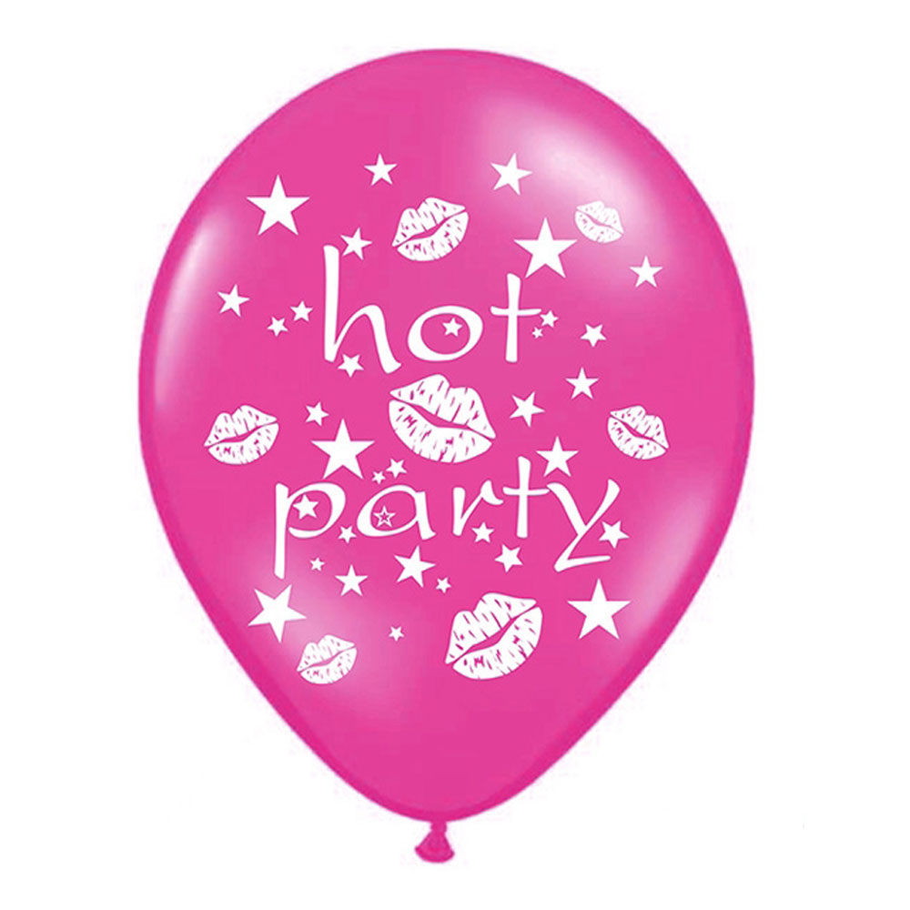Pinkfarbener Luftballon mit Aufdruck Hot Party