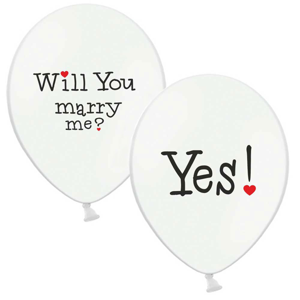 Weiße Luftballons mit zweiseitigem Hochzeitsaufdruck