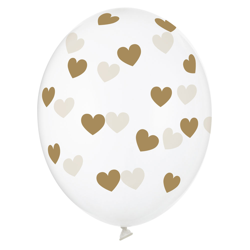 Deko-Luftballons - Transparent mit goldfarbenen Herzen