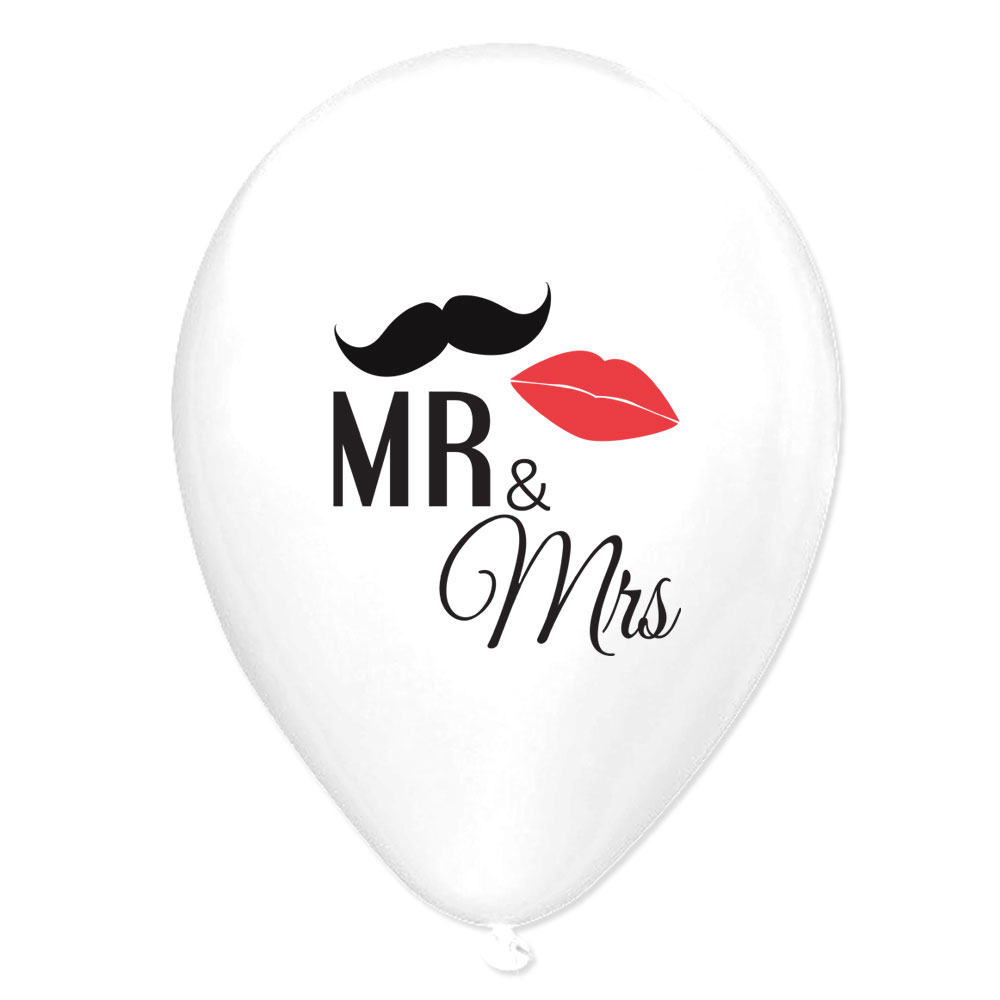 Luftballons mit Mr. und Mrs.-Motiv als JGA- und Polterabend-Deko - Bigpack
