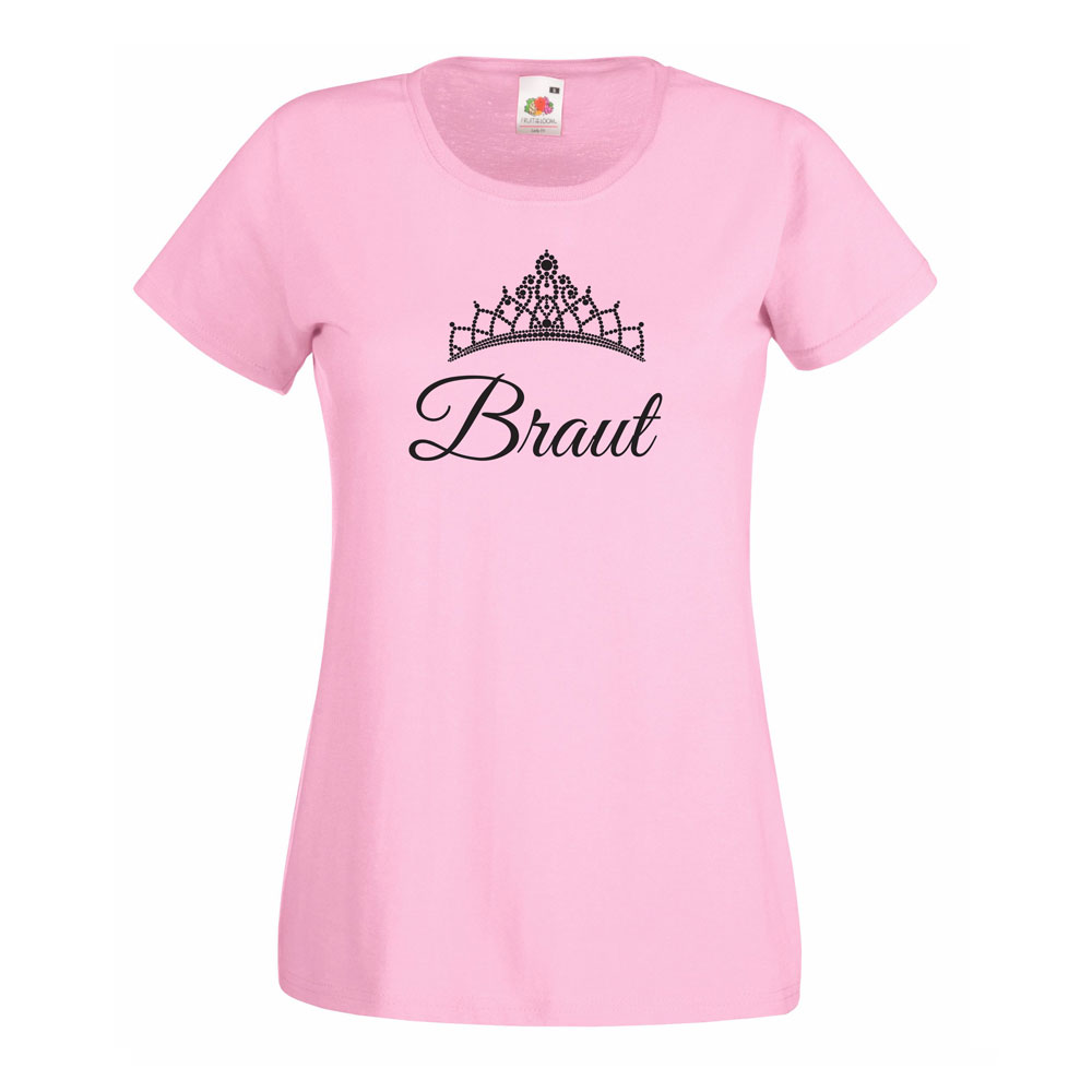T-Shirt "Braut" mit Diadem in Rosa