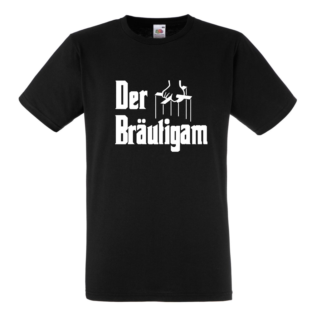 Schwarzes T-Shirt mit Aufdruck Der Bräutigam