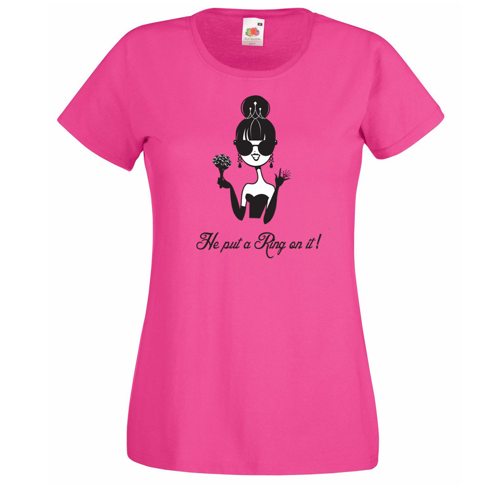 T-Shirt in Pink mit Braut-Motiv