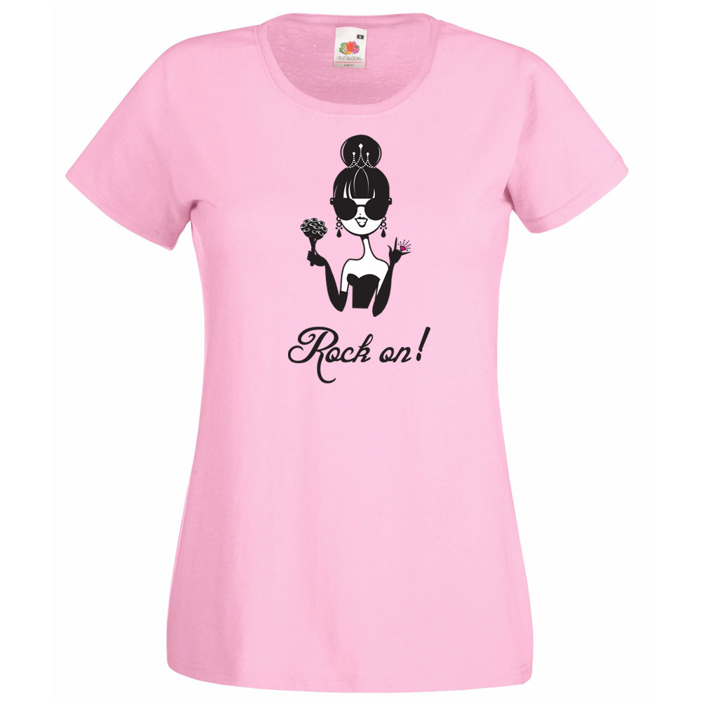 Rosafarbenes Baumwoll-Shirt mit Braut-Aufdruck