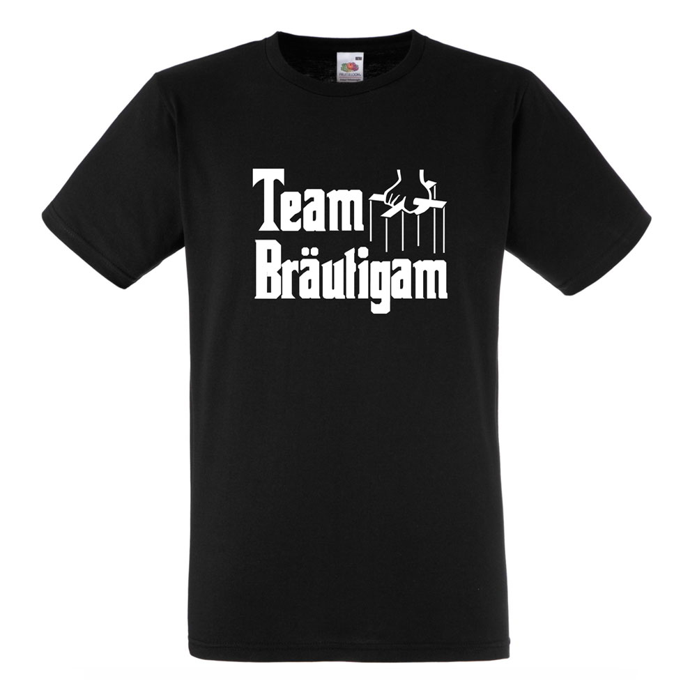 Schwarzes JGA-Shirt mit Team Bräutigam-Motiv