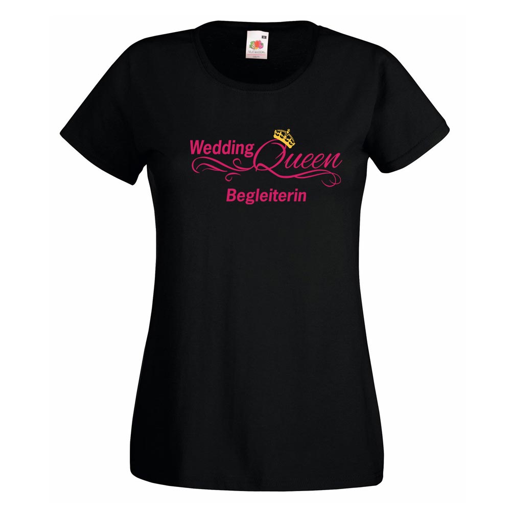 Schwarzes T-Shirt mit Aufdruck Wedding Queen Begleitung