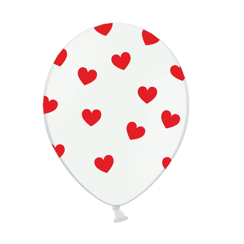 Weißer Luftballon mit roten Herzen