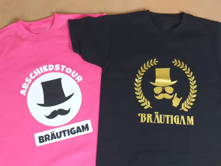 Junggesellenabschied T-Shirts Bräutigam mit Zylinder-Motiv