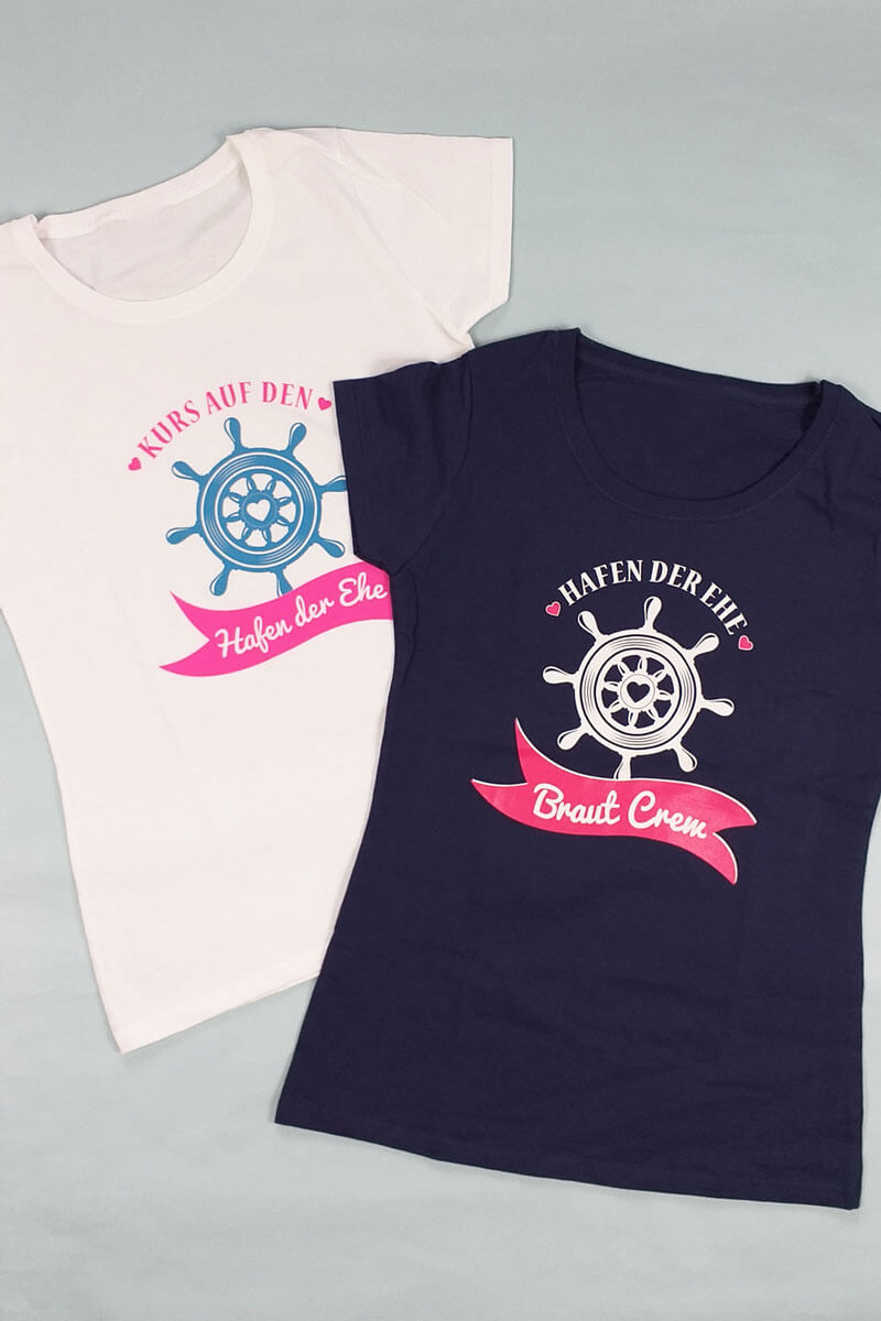 Originelle maritime Damen JGA-Shirts - Braut und Crew