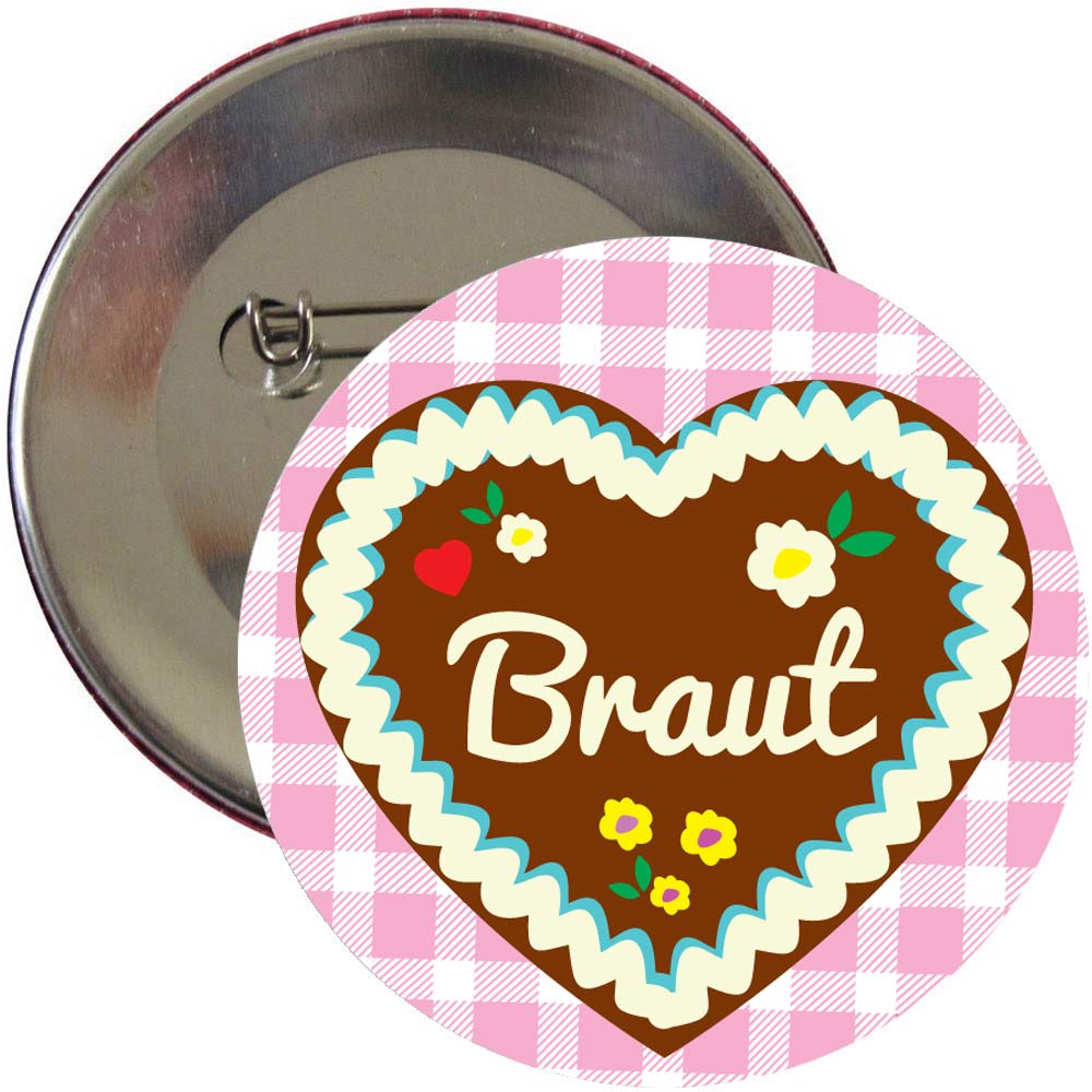 Button Team Braut Lebkuchenherz
